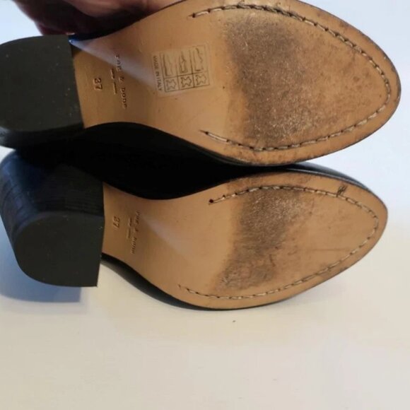 Womens Rag & Bone Harrow Black Leather Cuban Heel Pull-On Ankle Bootie 37 US/7 * - Picture 11 of 12